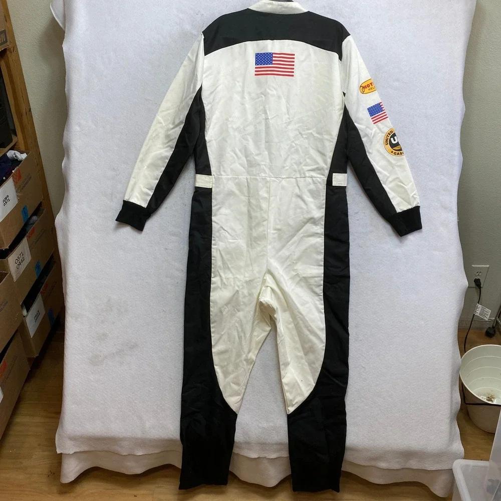 Spirit Racing Jumpsuit Unisex S/M White Black Nascar Moto Costume Coveralls - Picture 8 of 9